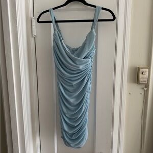 Elegant Blue Ruched Dress